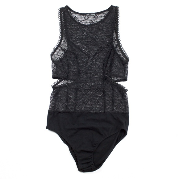 NWOT Zara B&W Collection Black Lace Bodysuit - Picture 1 of 4